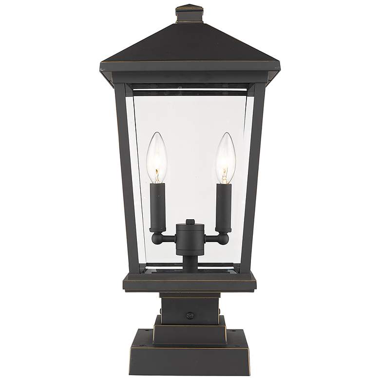 Image 3 Z-Lite 2 Light Outdoor Pier Mounted Fixture in Oil Rubbed Bronze Finish
