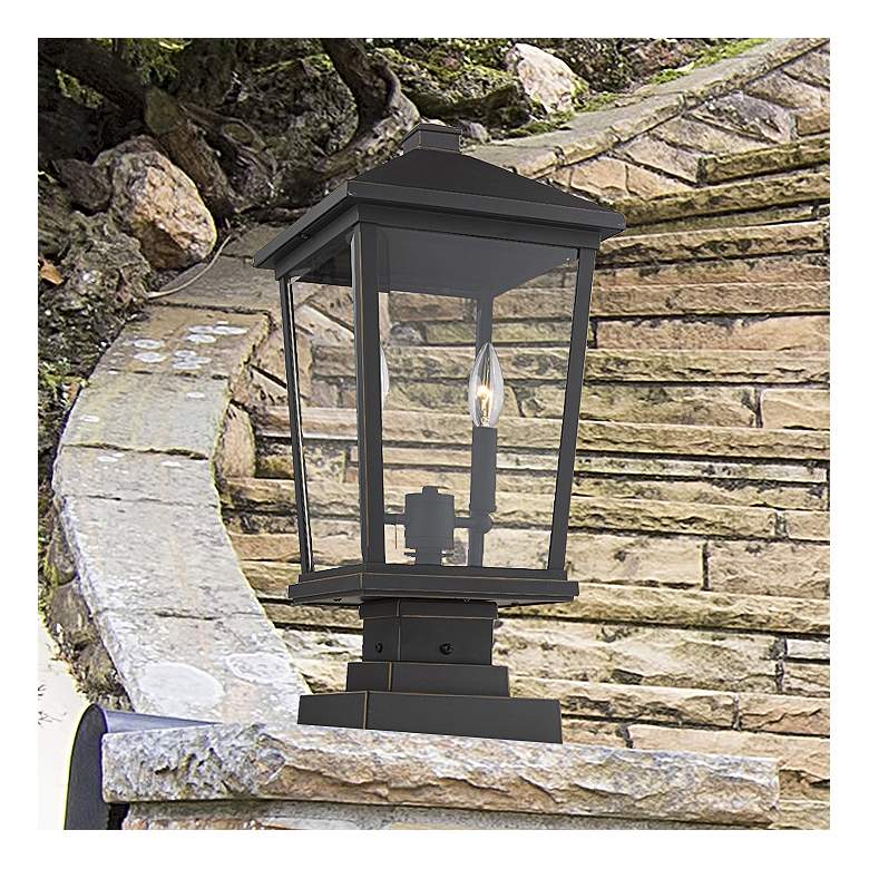 Image 2 Z-Lite 2 Light Outdoor Pier Mounted Fixture in Oil Rubbed Bronze Finish
