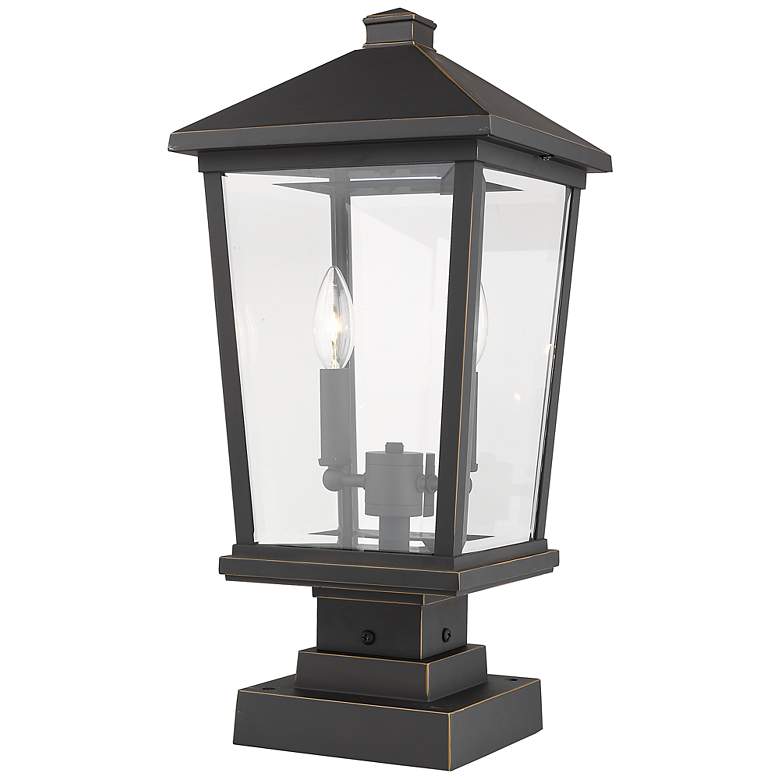 Image 5 Z-Lite 2 Light Outdoor Pier Mounted Fixture in Oil Rubbed Bronze Finish more views