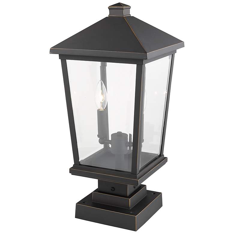 Image 6 Z-Lite 2 Light Outdoor Pier Mounted Fixture in Oil Rubbed Bronze Finish more views