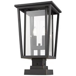 Z-Lite 2 Light Outdoor Pier Mounted Fixture in Oil Rubbed Bronze Finish