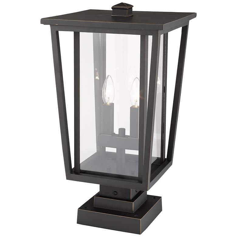 Image 3 Z-Lite 2 Light Outdoor Pier Mounted Fixture in Oil Rubbed Bronze Finish more views