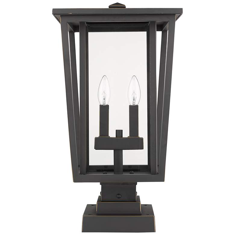 Image 5 Z-Lite 2 Light Outdoor Pier Mounted Fixture in Oil Rubbed Bronze Finish more views