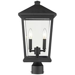 Z-Lite 2 Light Outdoor Post Mount Fixture in Black Finish