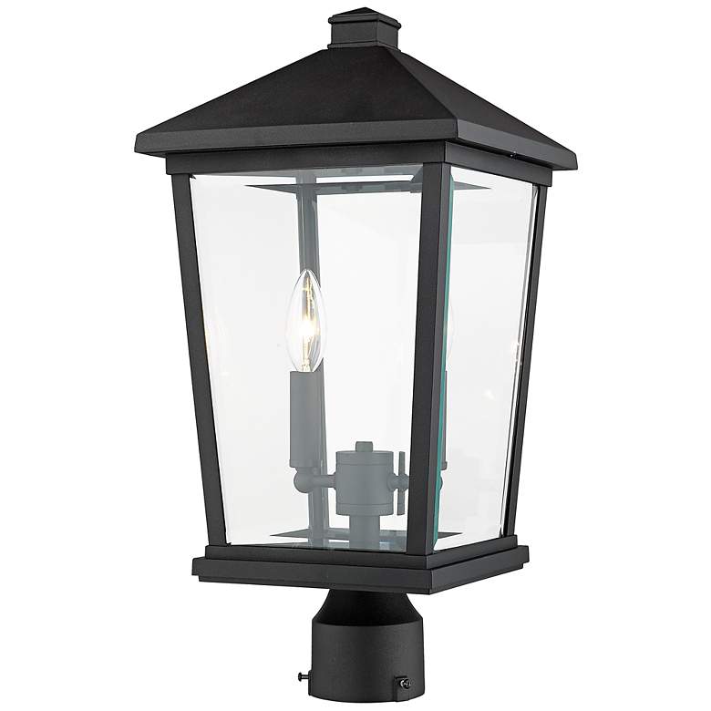 Image 3 Z-Lite 2 Light Outdoor Post Mount Fixture in Black Finish more views