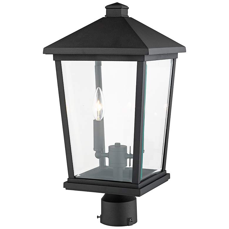 Image 4 Z-Lite 2 Light Outdoor Post Mount Fixture in Black Finish more views