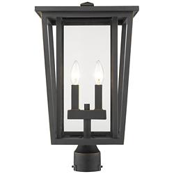 Z-Lite 2 Light Outdoor Post Mount Fixture in Oil Rubbed Bronze Finish