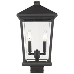Z-Lite 2 Light Outdoor Post Mount Fixture in Oil Rubbed Bronze Finish