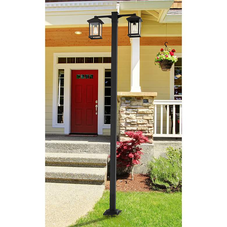 Image 1 Z-Lite 2 Light Outdoor Post Mounted Fixture in Black Finish