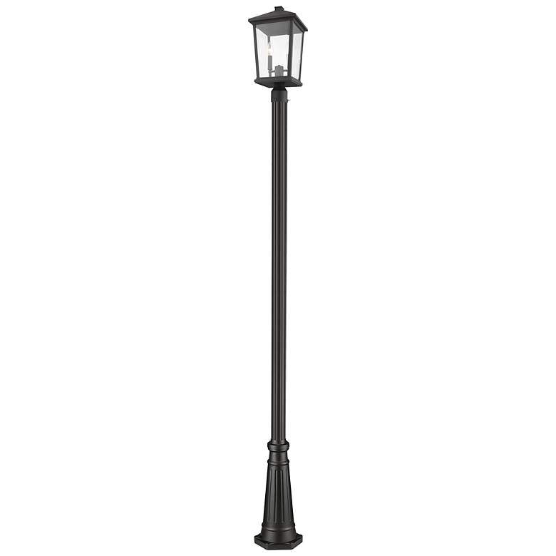 Image 3 Z-Lite 2 Light Outdoor Post Mounted Fixture in Black Finish