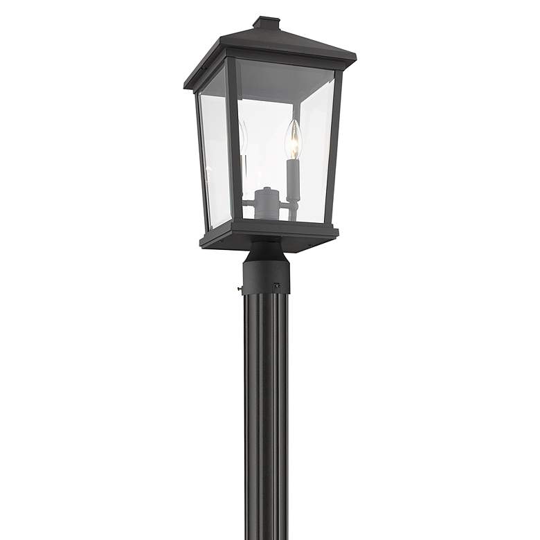 Image 4 Z-Lite 2 Light Outdoor Post Mounted Fixture in Black Finish more views