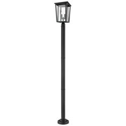 Z-Lite 2 Light Outdoor Post Mounted Fixture in Black Finish