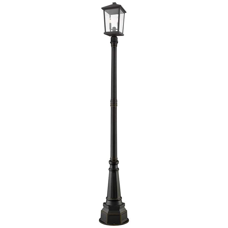 Image 1 Z-Lite 2 Light Outdoor Post Mounted Fixture in Oil Rubbed Bronze Finish