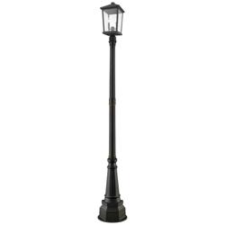 Z-Lite 2 Light Outdoor Post Mounted Fixture in Oil Rubbed Bronze Finish