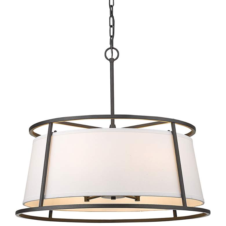 Image 3 Z-Lite 26" Wide Iron Ore Finish 6-Light Shade Pendant