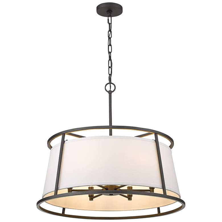 Image 6 Z-Lite 26" Wide Iron Ore Finish 6-Light Shade Pendant more views