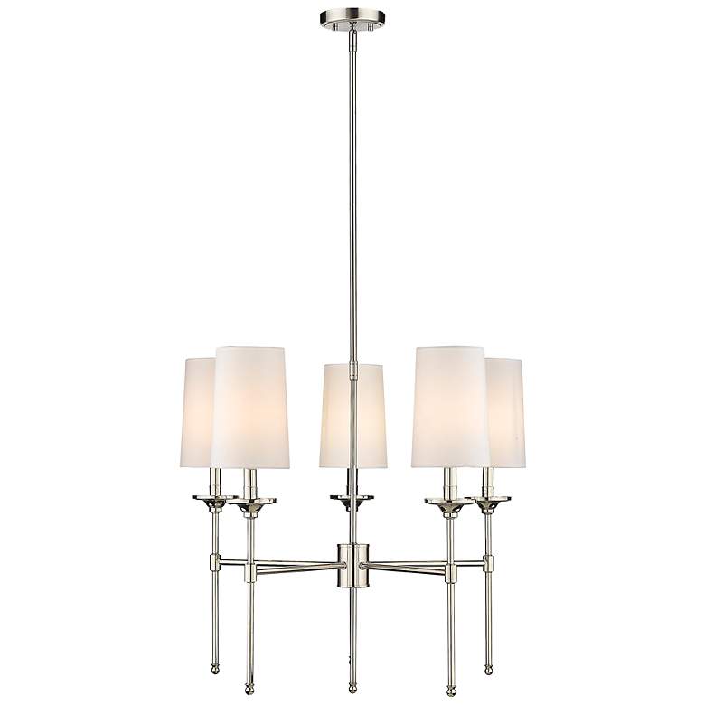 Image 4 Z-Lite 28 inch Wide 5-Light Polished Nickel White Shade Chandelier more views