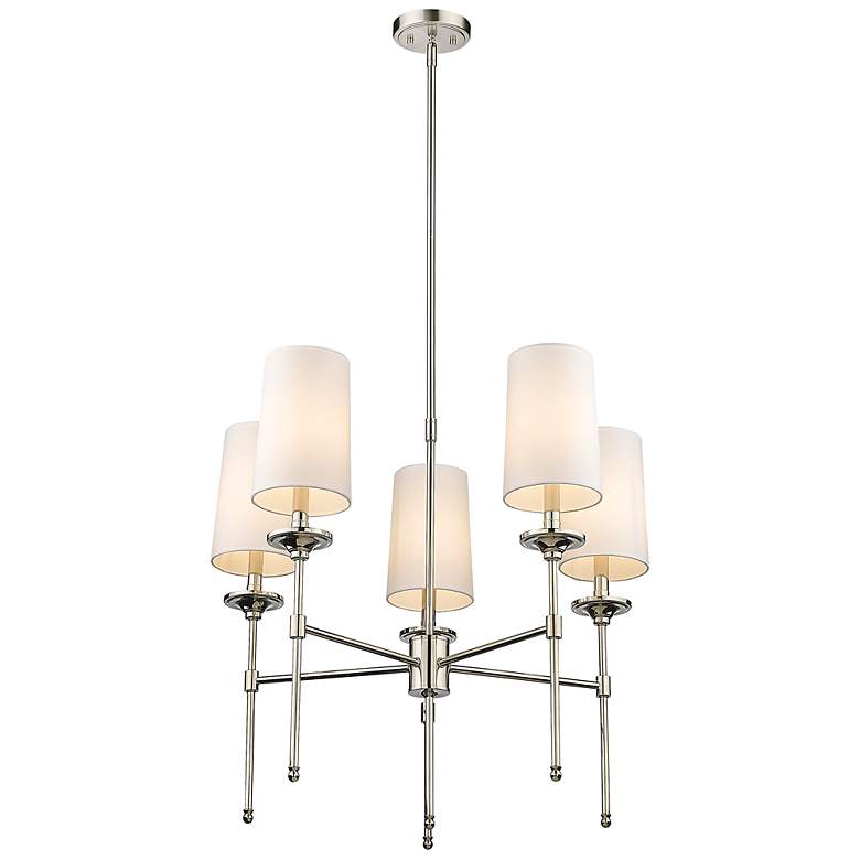 Image 5 Z-Lite 28 inch Wide 5-Light Polished Nickel White Shade Chandelier more views