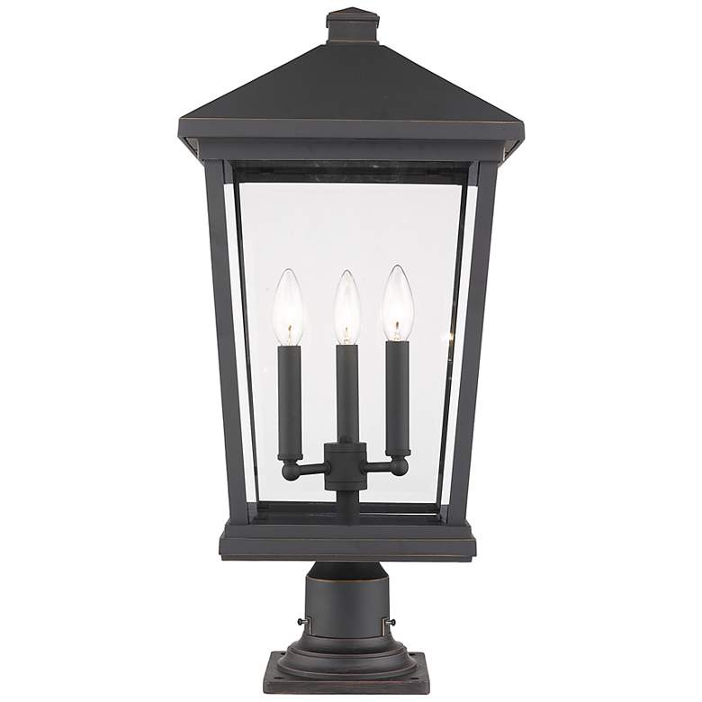 Image 1 Z-Lite 3 Light Outdoor Pier Mounted Fixture in Oil Rubbed Bronze Finish