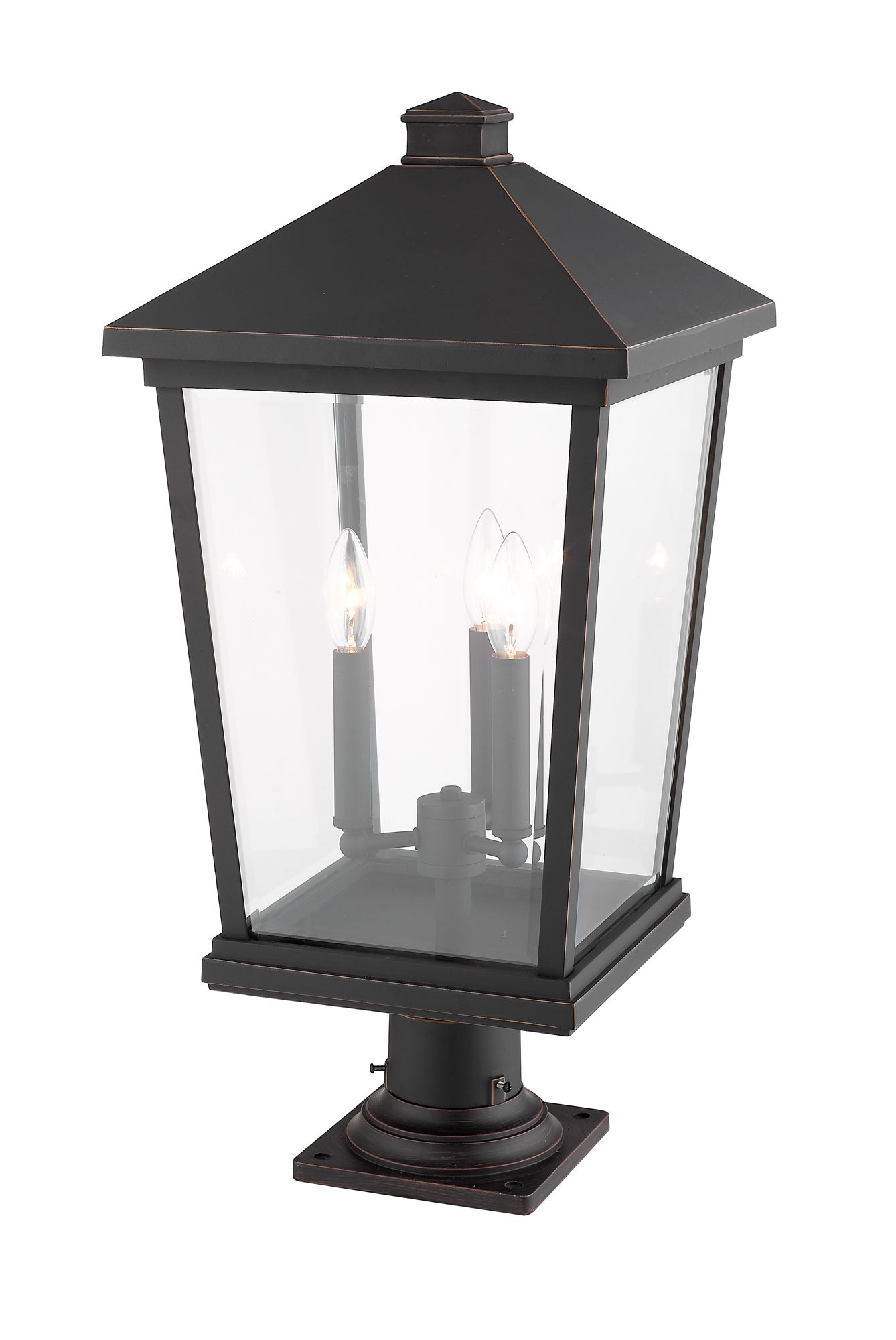 Image 3 Z-Lite 3 Light Outdoor Pier Mounted Fixture in Oil Rubbed Bronze Finish more views