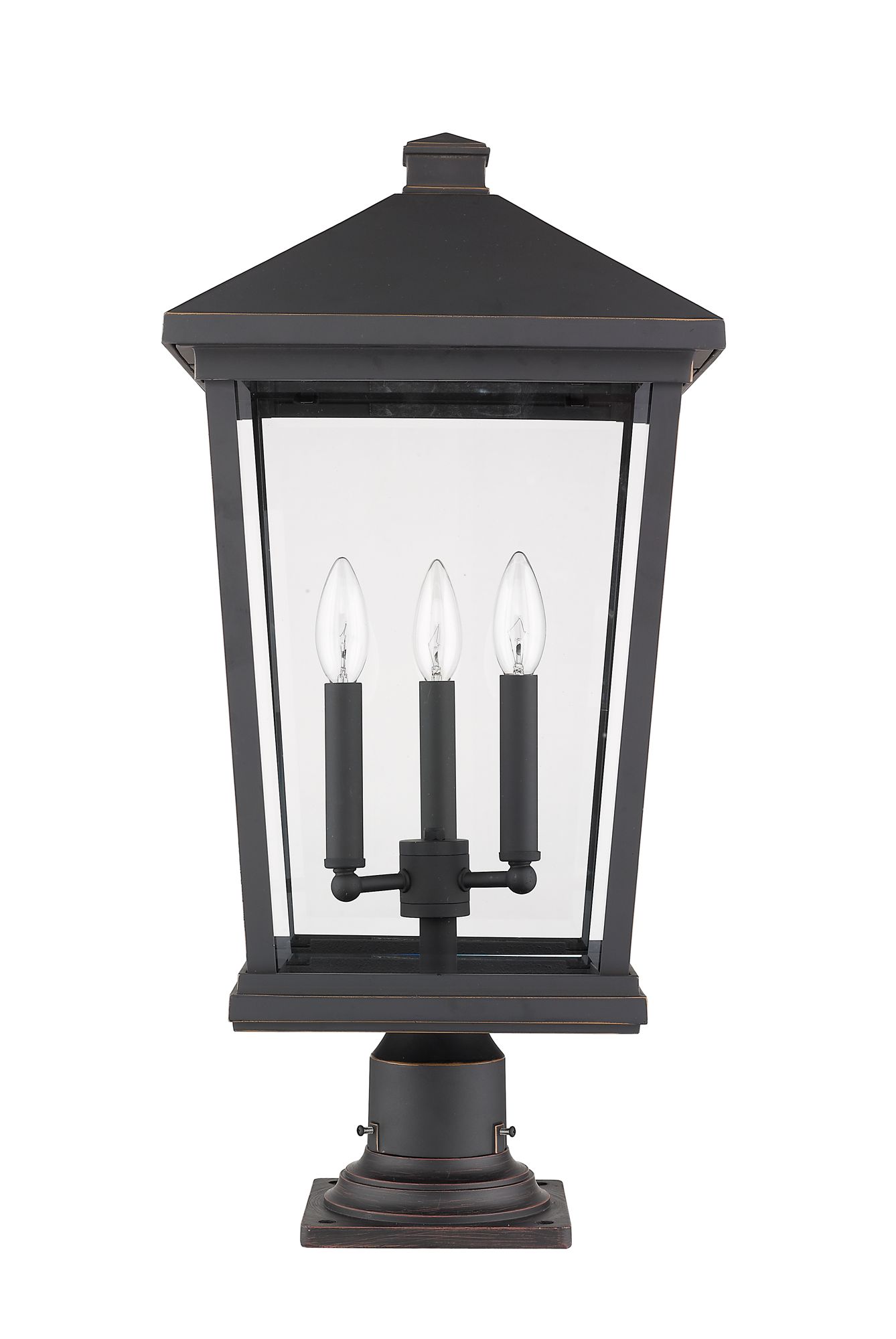 Image 6 Z-Lite 3 Light Outdoor Pier Mounted Fixture in Oil Rubbed Bronze Finish more views