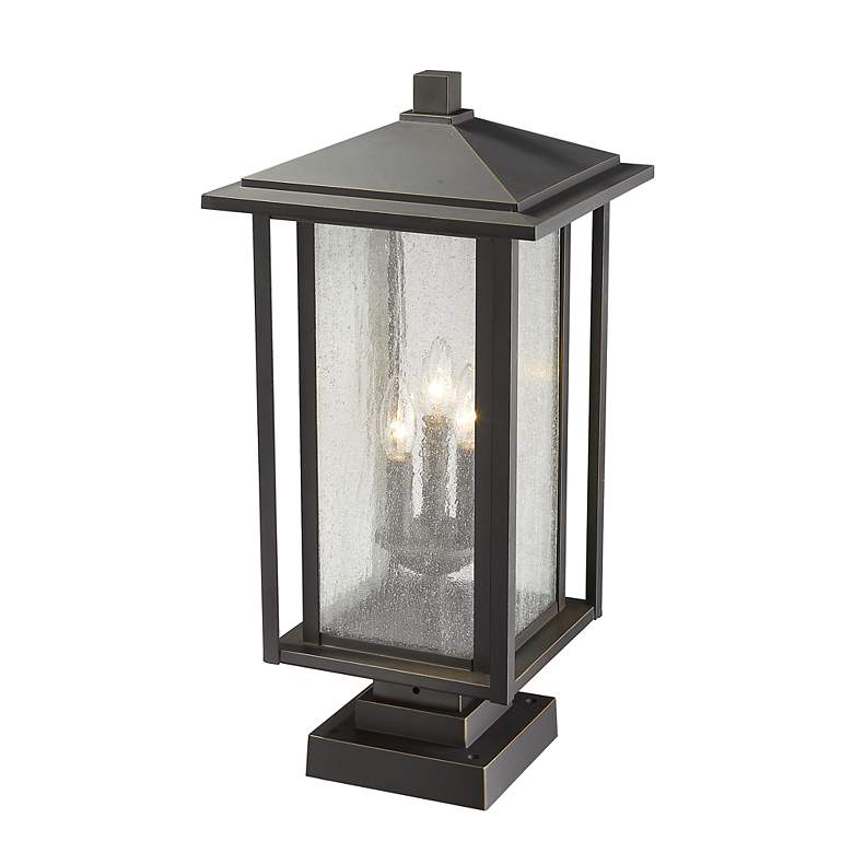 Image 4 Z-Lite 3 Light Outdoor Pier Mounted Fixture in Oil Rubbed Bronze Finish more views