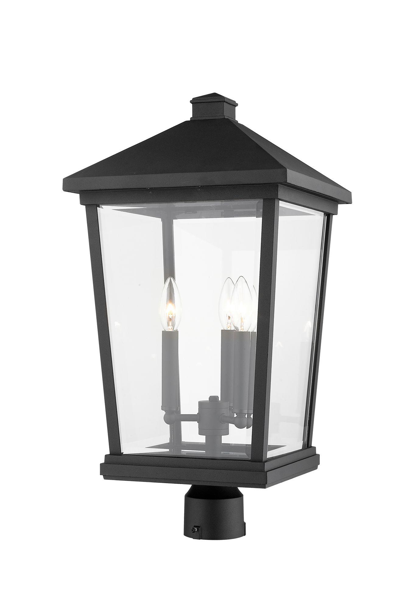 Z-Lite 3 Light Outdoor Post Mount Fixture in Black Finish