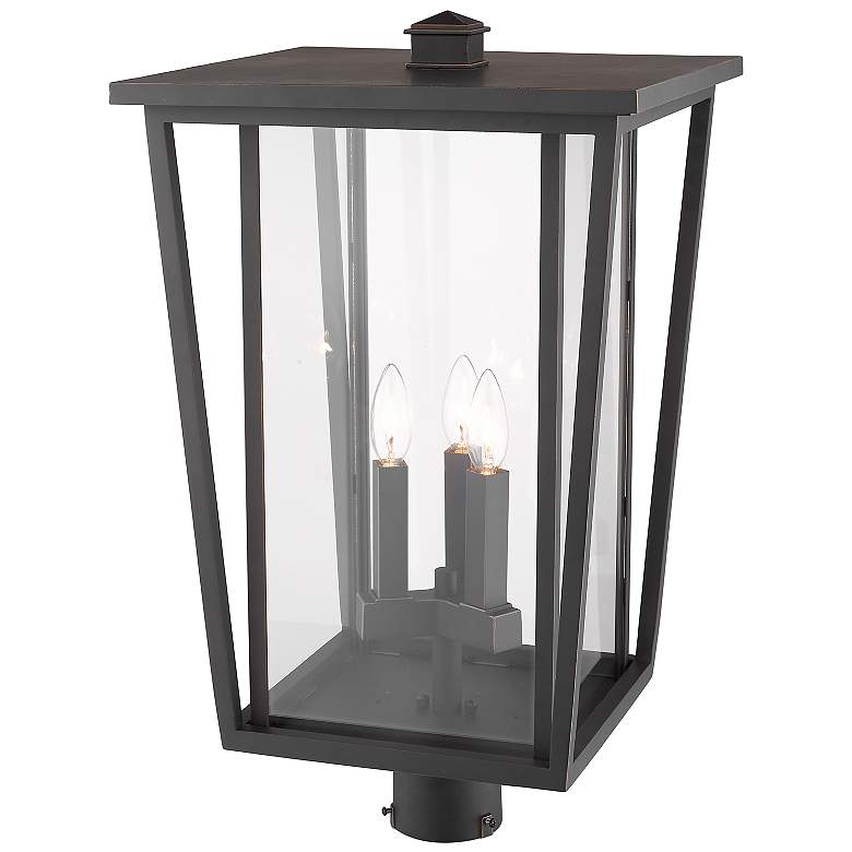 Image 3 Z-Lite 3 Light Outdoor Post Mount Fixture in Oil Rubbed Bronze Finish more views