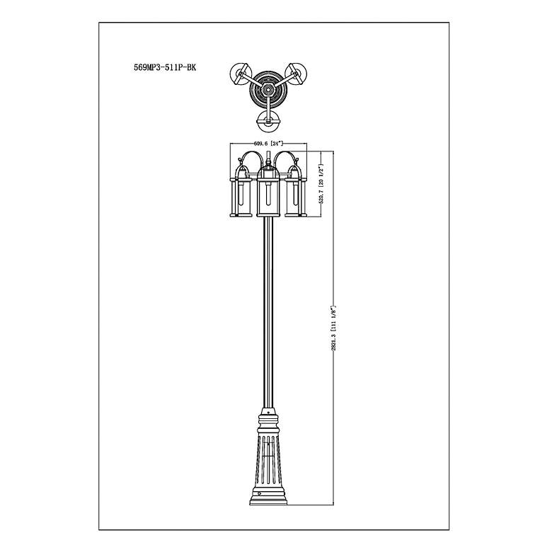 Image 4 Z-Lite 3 Light Outdoor Post Mounted Fixture in Black Finish more views
