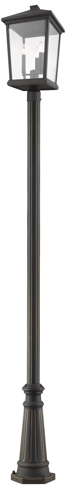 Z-Lite 3 Light Outdoor Post Mounted Fixture in Oil Rubbed Bronze Finish