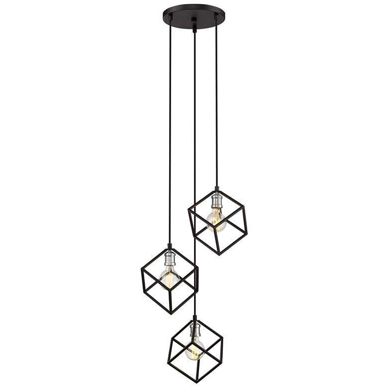 Image 1 Z-Lite 3 Light Pendant in Matte Black + Brushed Nickel Finish