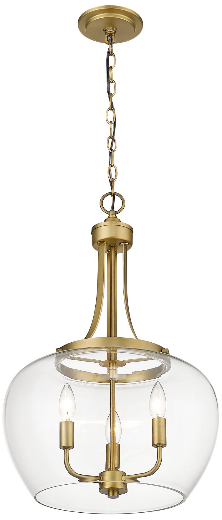 Image 5 Z-Lite 3 Light Pendant in Olde Brass Finish more views