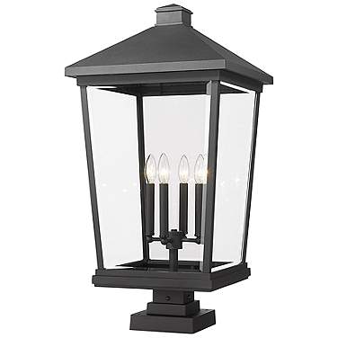 Z-Lite 32" High 4-Light Black Finish Outdoor Pier Mount Light Fixture