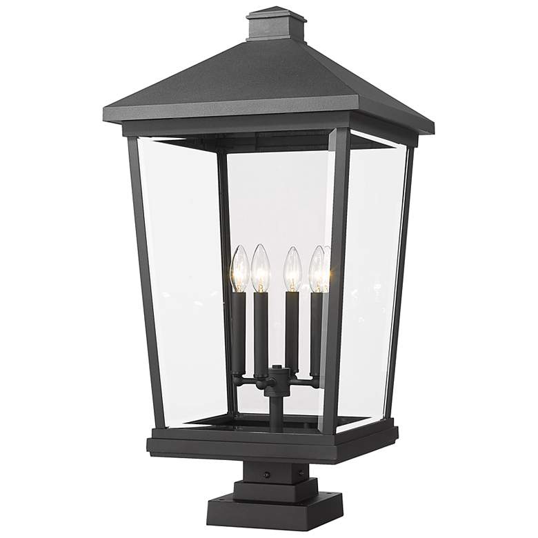 Image 1 Z-Lite 32" High 4-Light Black Finish Outdoor Pier Mount Light Fixture