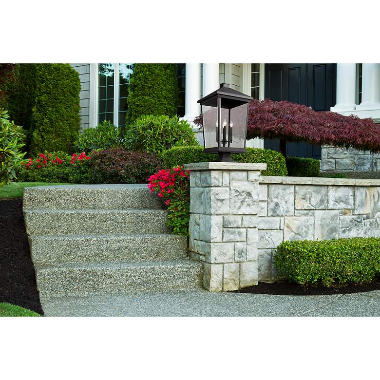 Image 2 Z-Lite 32" High 4-Light Black Finish Outdoor Pier Mount Light Fixture more views