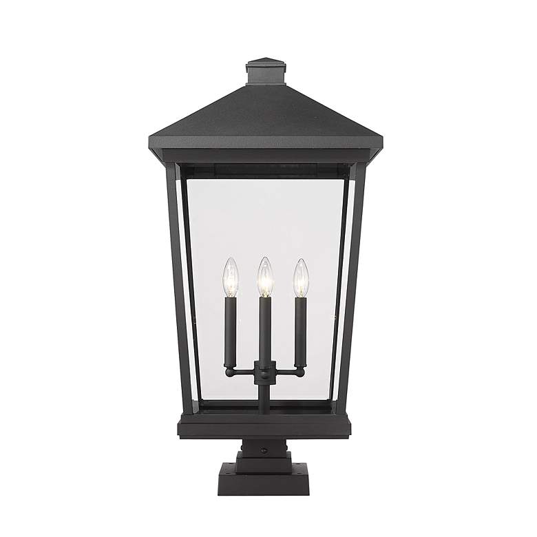 Image 4 Z-Lite 32" High 4-Light Black Finish Outdoor Pier Mount Light Fixture more views