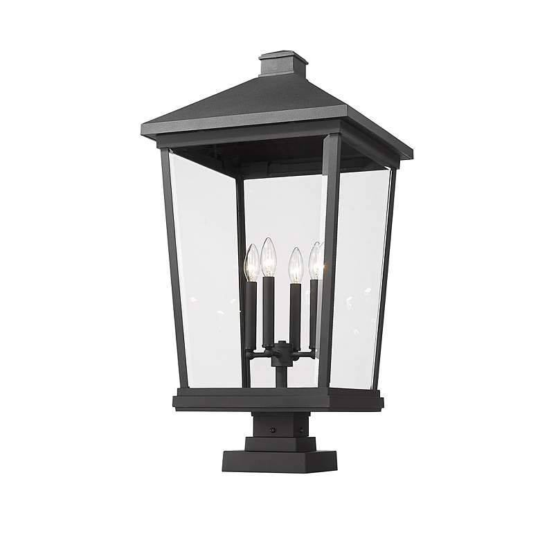 Image 5 Z-Lite 32" High 4-Light Black Finish Outdoor Pier Mount Light Fixture more views