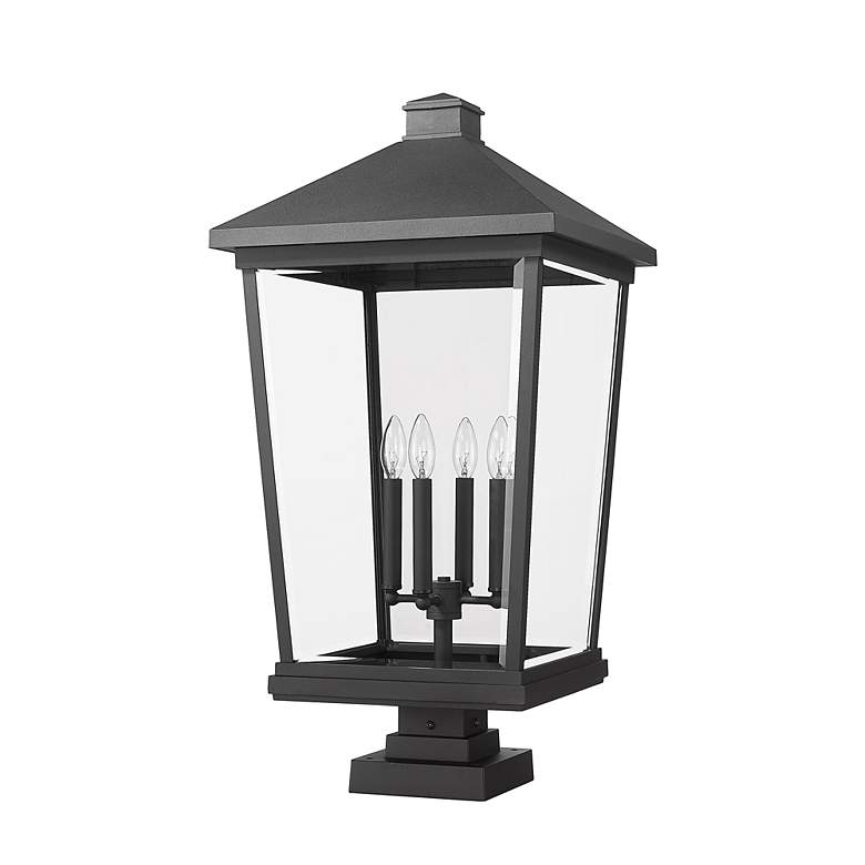 Image 7 Z-Lite 32" High 4-Light Black Finish Outdoor Pier Mount Light Fixture more views