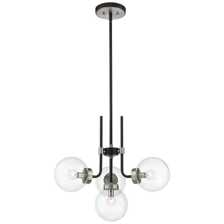 Image 1 Z-Lite 4 Light Chandelier in Matte Black + Brushed Nickel Finish