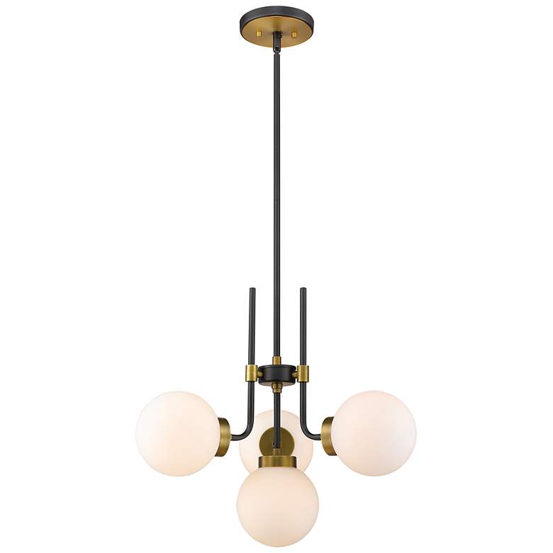 Image 2 Z-Lite 4 Light Chandelier in Matte Black + Olde Brass Finish