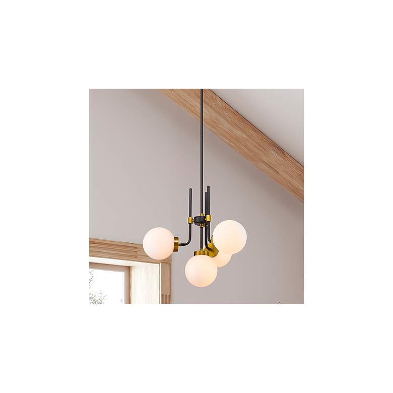 Image 1 Z-Lite 4 Light Chandelier in Matte Black + Olde Brass Finish