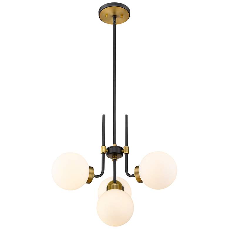 Image 6 Z-Lite 4 Light Chandelier in Matte Black + Olde Brass Finish more views