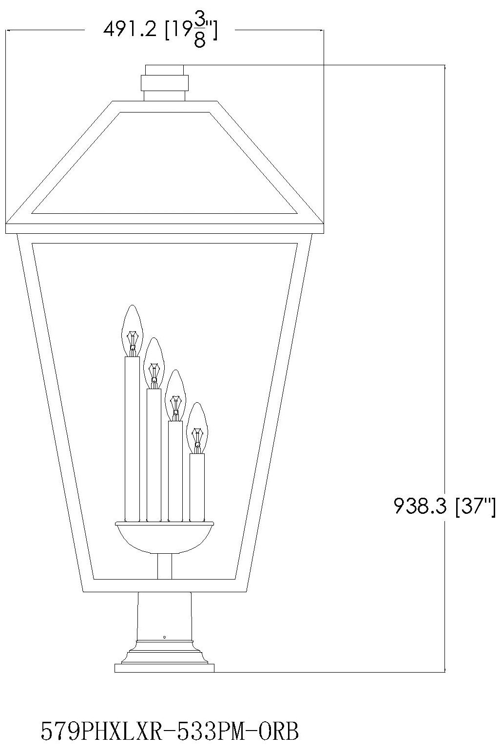 Z-Lite 4 Light Outdoor Pier Mounted Fixture in Oil Rubbed Bronze Finish