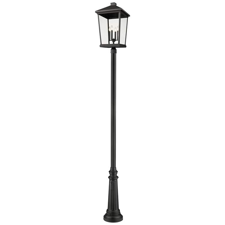 Image 1 Z-Lite 4 Light Outdoor Post Mounted Fixture in Black Finish