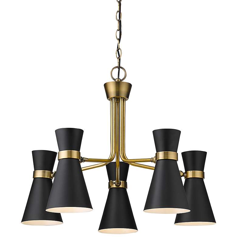 Image 3 Z-Lite 5 Light Chandelier in Matte Black + Heritage Brass Finish
