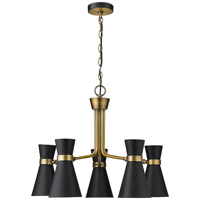 Image 5 Z-Lite 5 Light Chandelier in Matte Black + Heritage Brass Finish more views