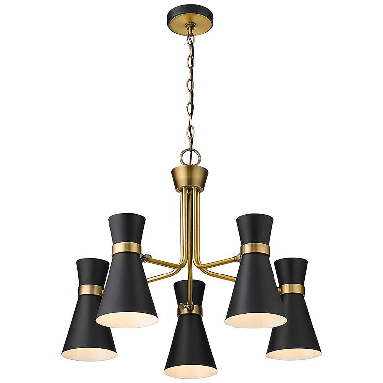 Image 6 Z-Lite 5 Light Chandelier in Matte Black + Heritage Brass Finish more views