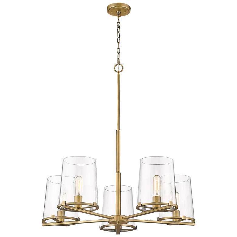 Image 1 Z-Lite 5 Light Chandelier in Rubbed Brass Finish