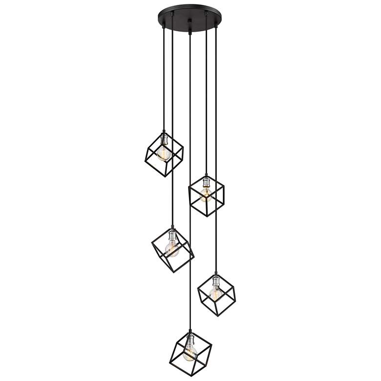 Image 1 Z-Lite 5 Light Pendant in Matte Black + Brushed Nickel Finish