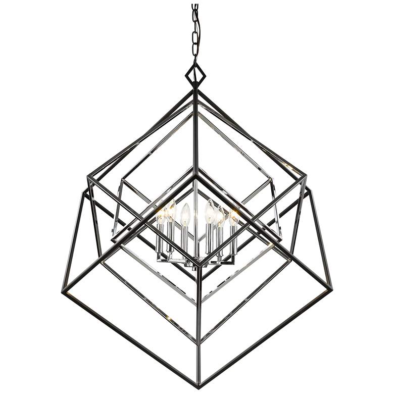 Image 1 Z-Lite 6 Light Chandelier in Chrome + Matte Black Finish